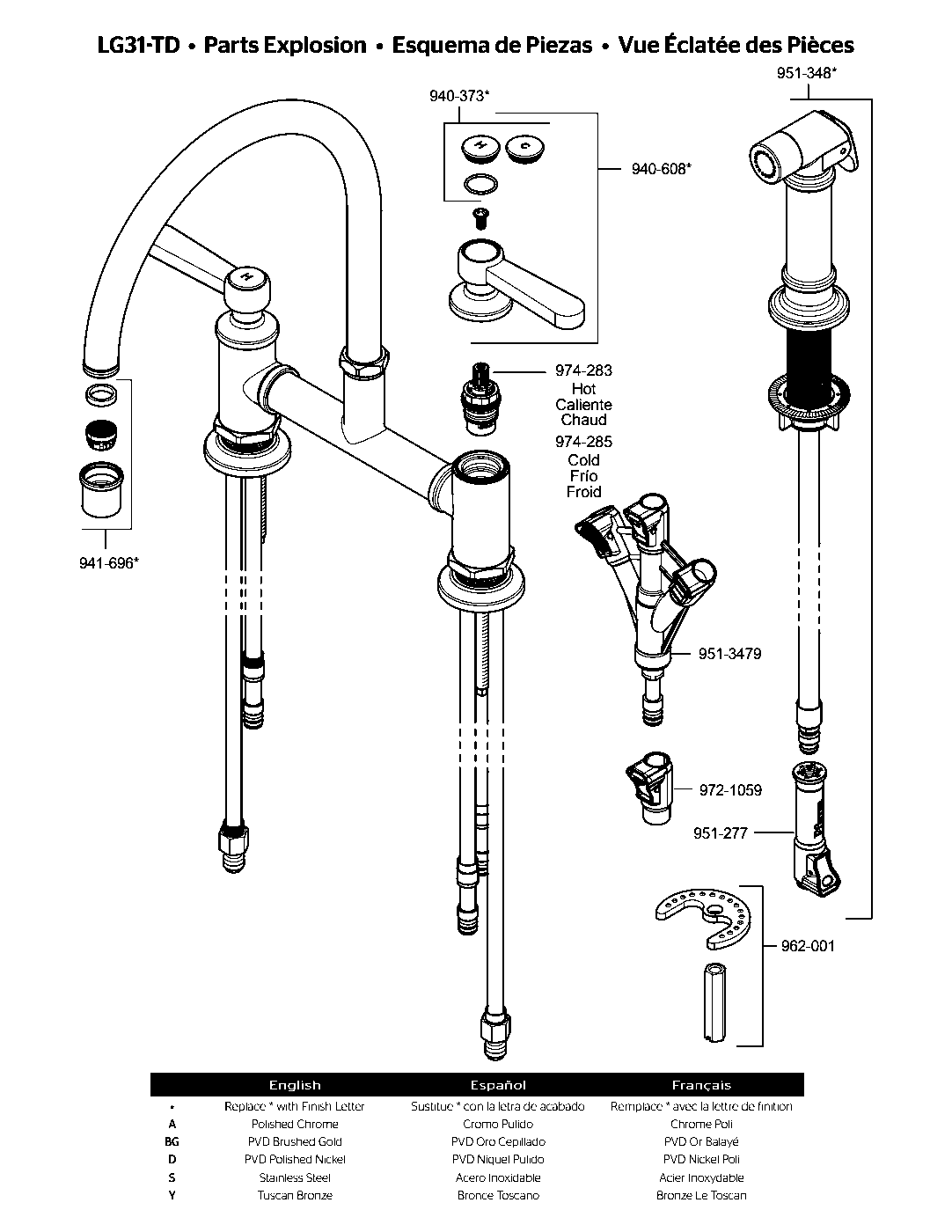 Port Haven 2-Handle Kitchen Faucet exploded parts diagram