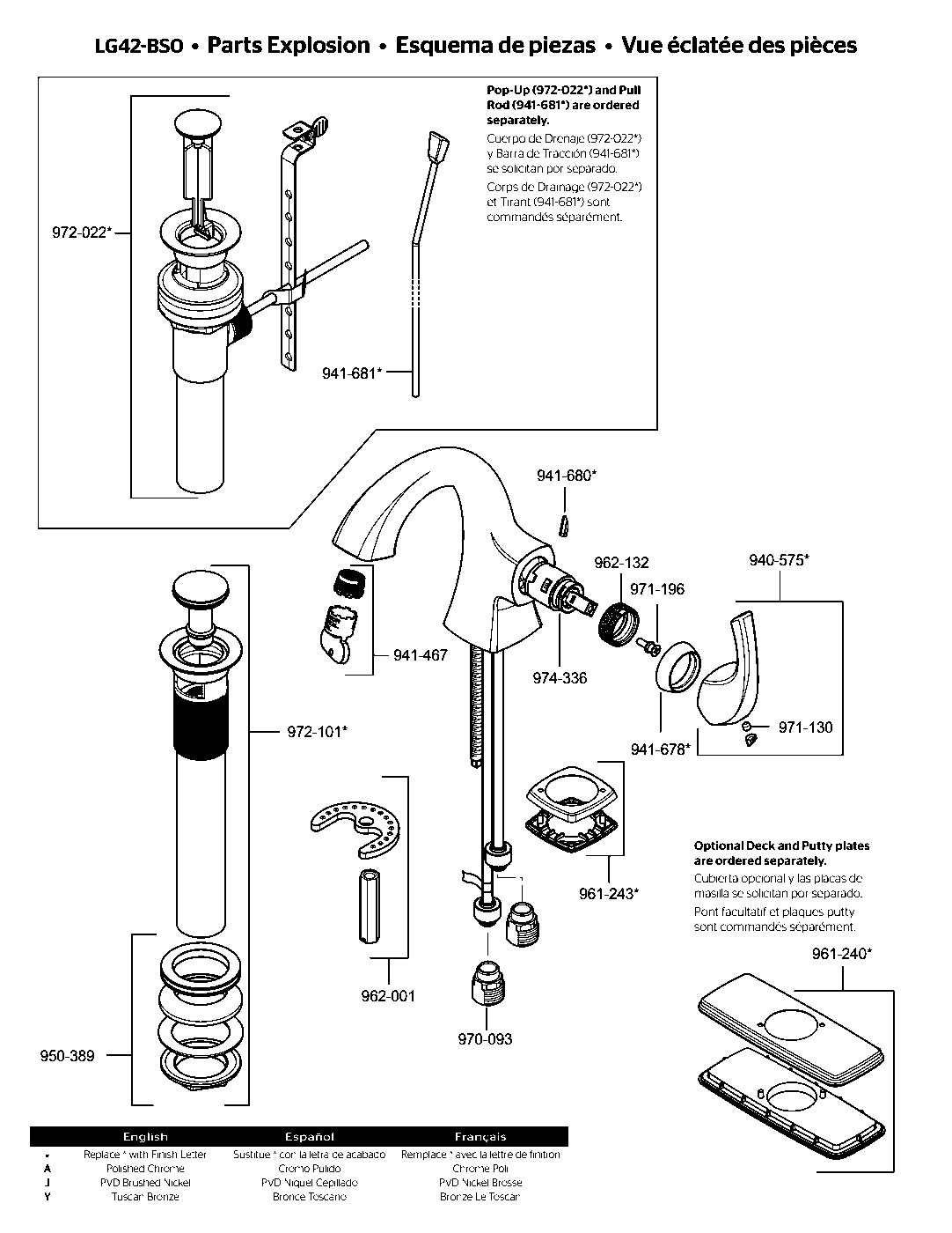 Bronson Single Control Bathroom Faucet parts diagram