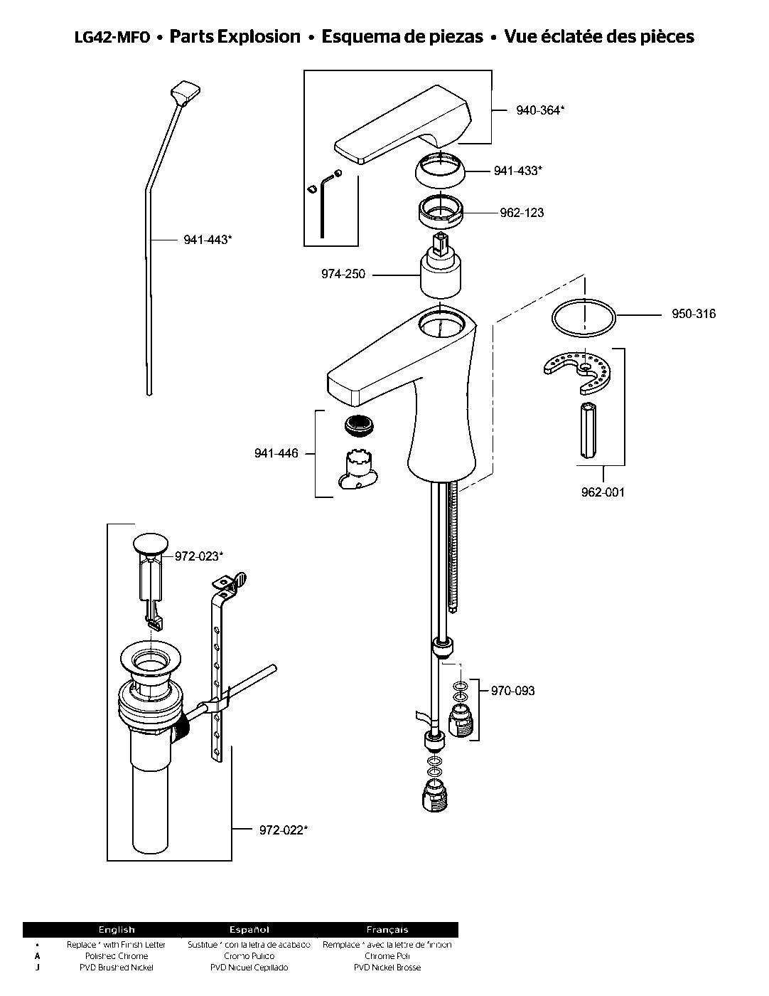 Kelen Single Control Bathroom Faucet parts diagram