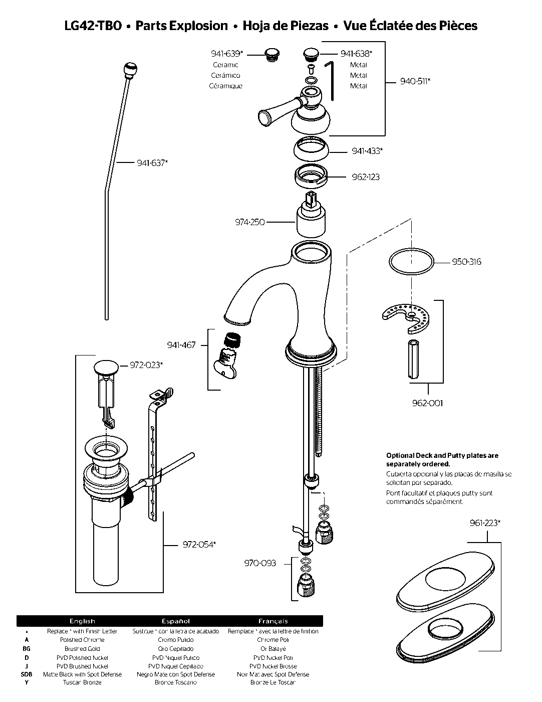 Tisbury Single Control Bathroom Faucet exploded parts diagram