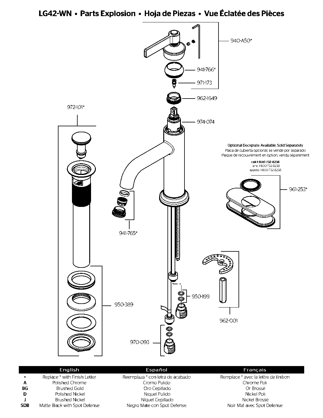 Winter Park Single Control Bathroom Faucet parts diagram