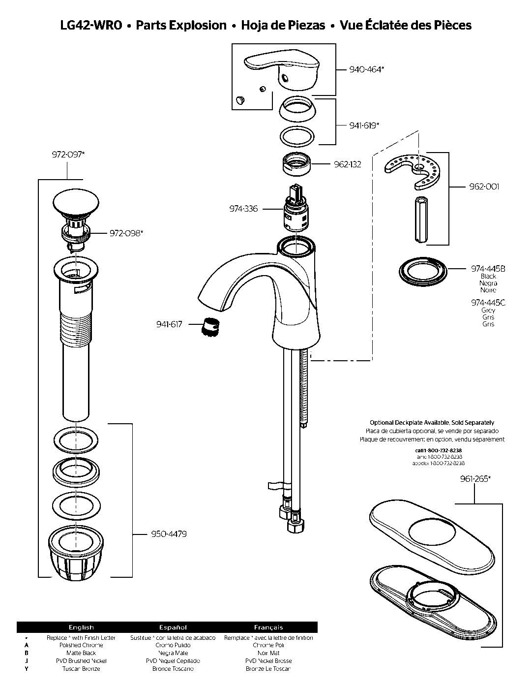 Weller Single Control Bathroom Faucet exploded parts diagram