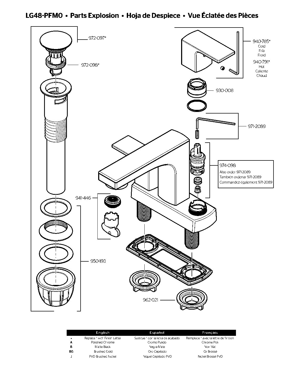 Pfirst Modern 2-Handle 4" Centerset Bathroom Faucet exploded parts diagram