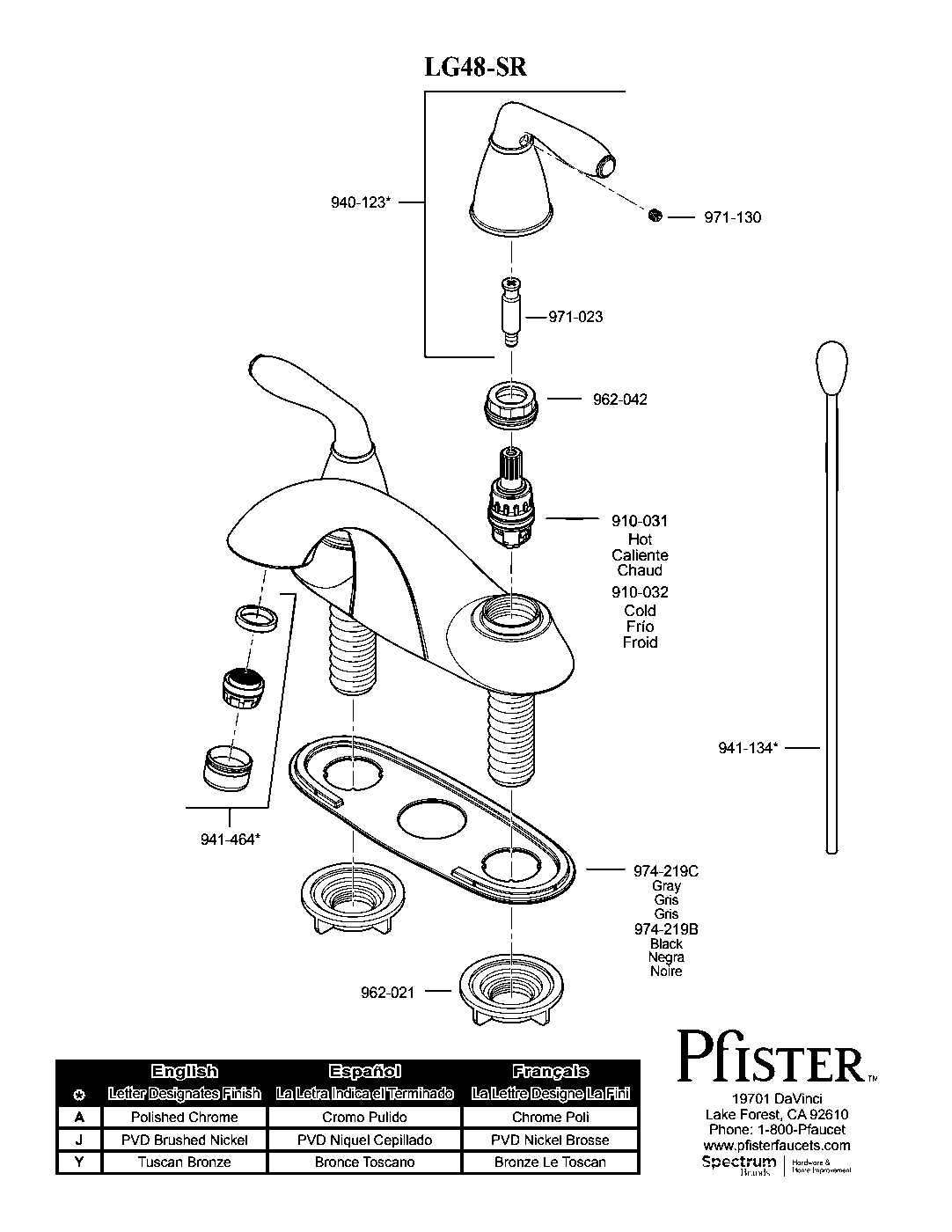 Serrano 2-Handle 4" Centerset Bathroom Faucet parts diagram