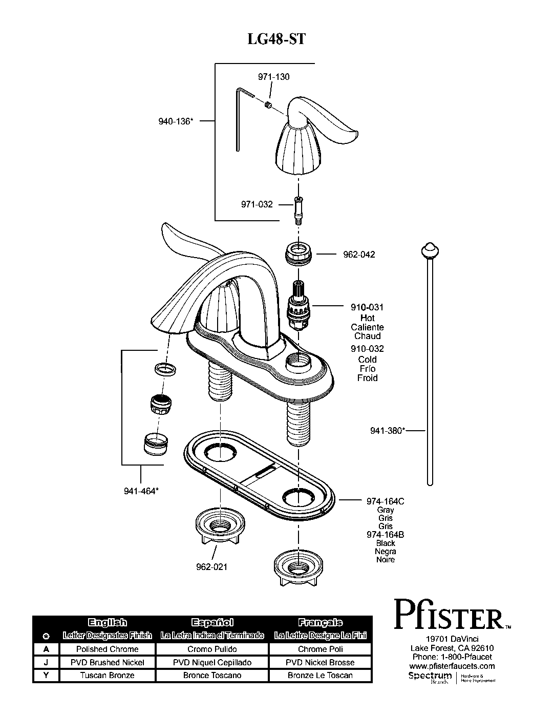 Santiago 2-Handle 4" Centerset Bathroom Faucet parts diagram