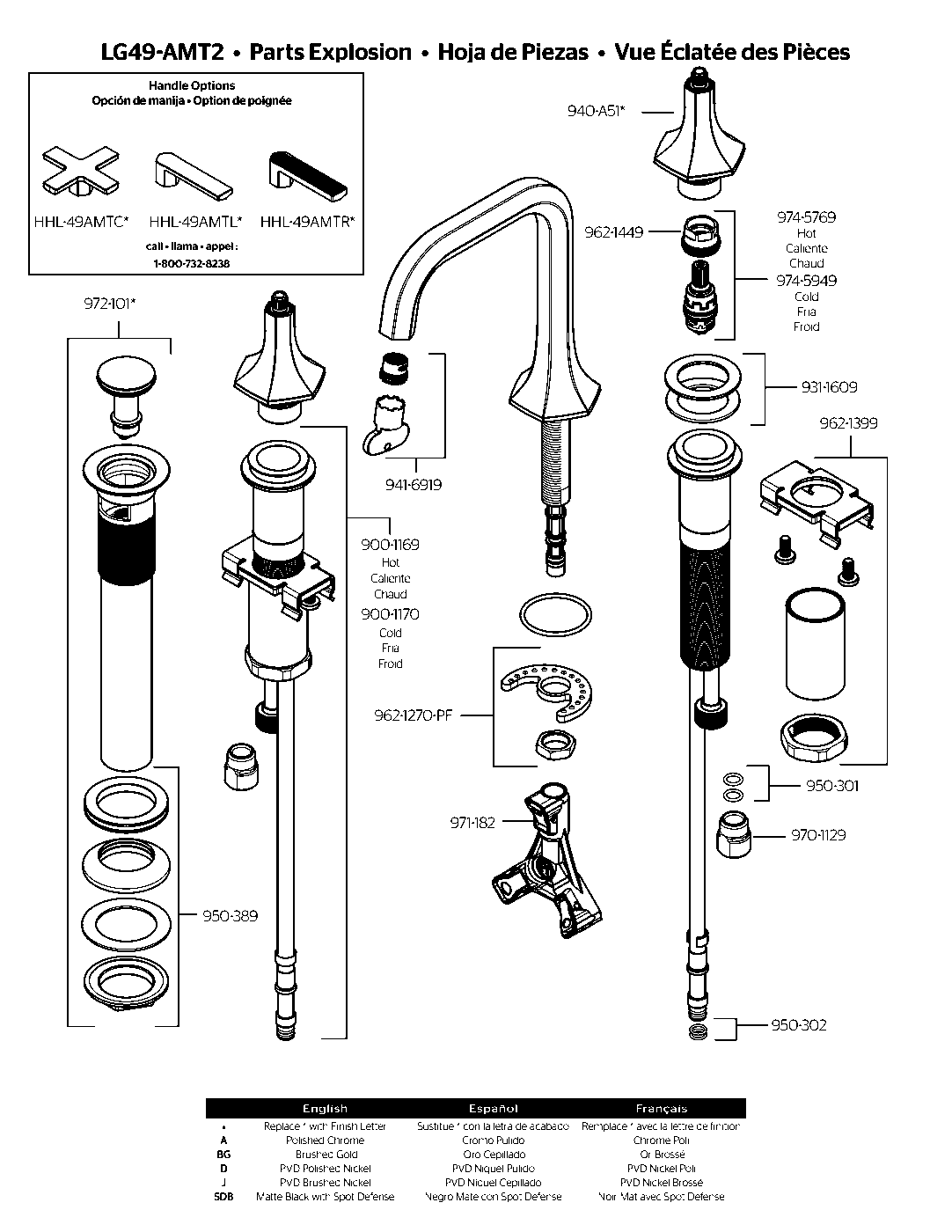 Ametrine 2-Handle 8" Widespread Bathroom Faucet parts diagram
