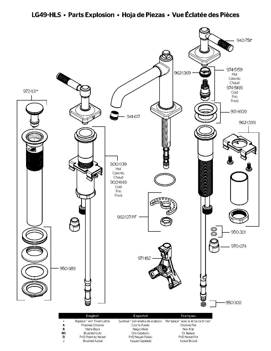 Hillstone 2-Handle 8" Widespread Bathroom Faucet parts diagram