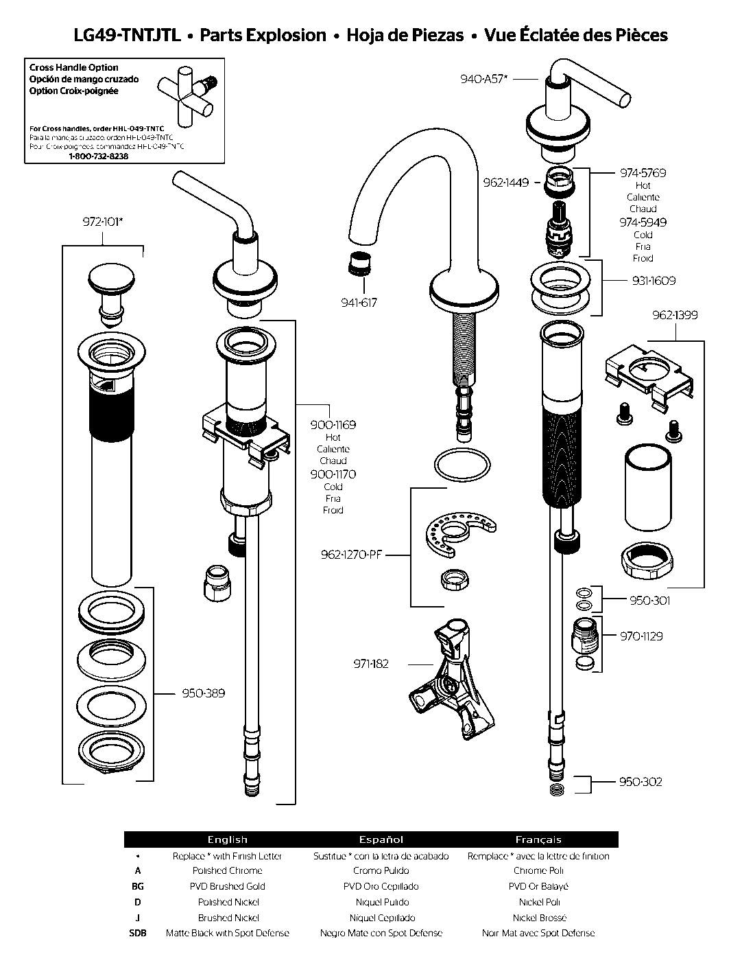 Tenet 2-Handle 8" Widespread Bathroom Faucet parts diagram