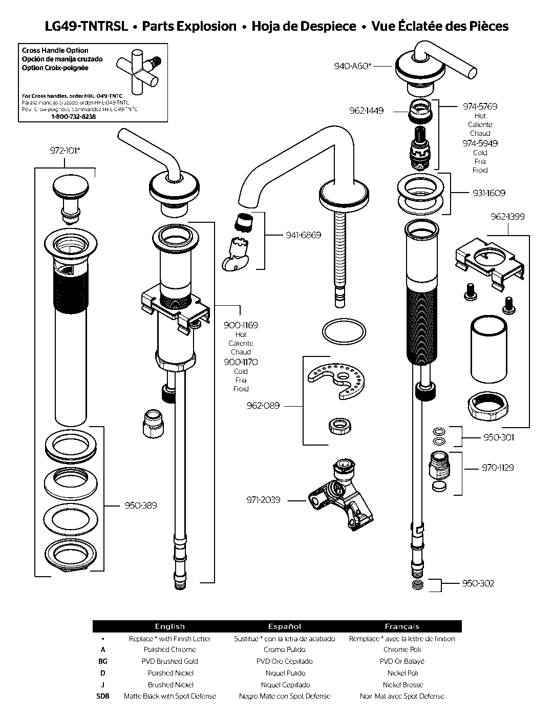 Tenet 2-Handle 8" Widespread Bathroom Faucet parts diagram