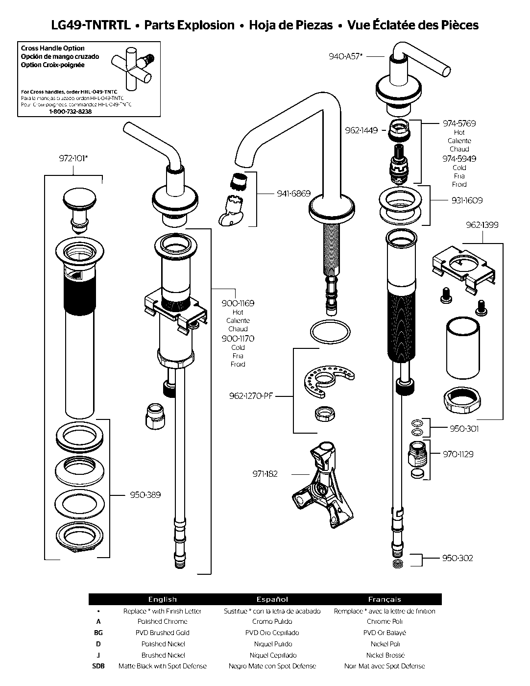 Tenet 2-Handle 8" Widespread Bathroom Faucet parts diagram