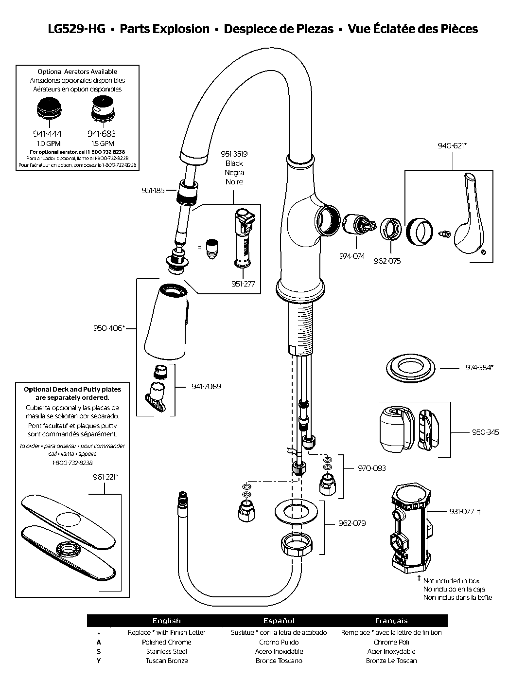 Highbury 1-Handle Pull-Down Kitchen Faucet exploded parts diagram