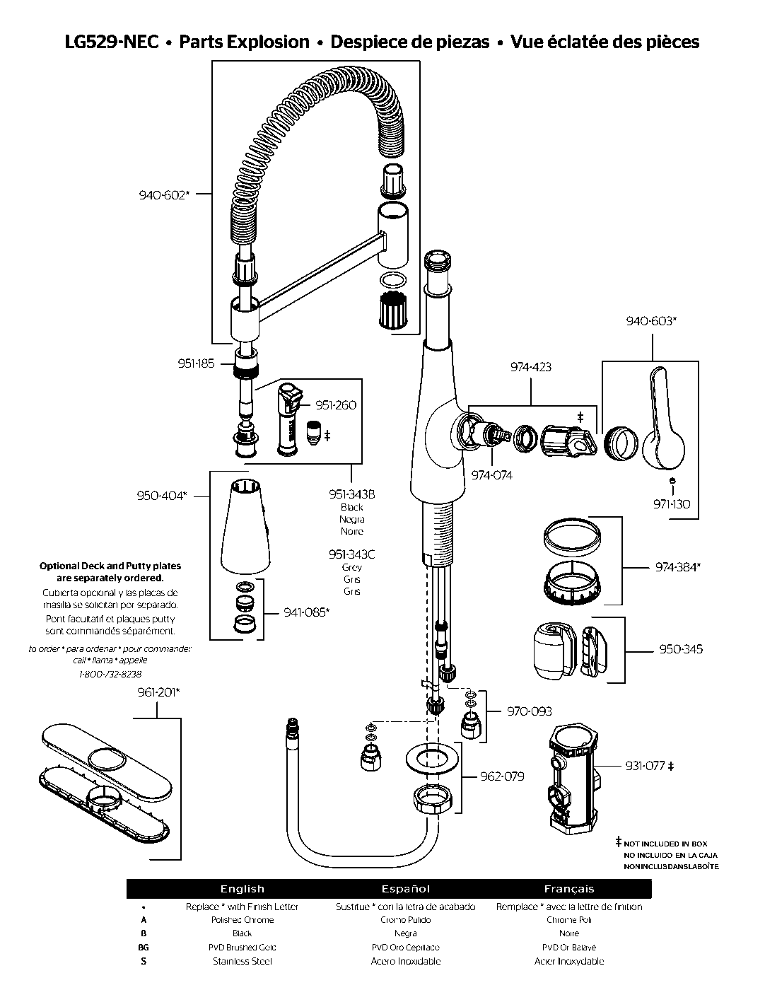 Neera 1-Handle Culinary Pull-Down Kitchen Faucet exploded parts diagram