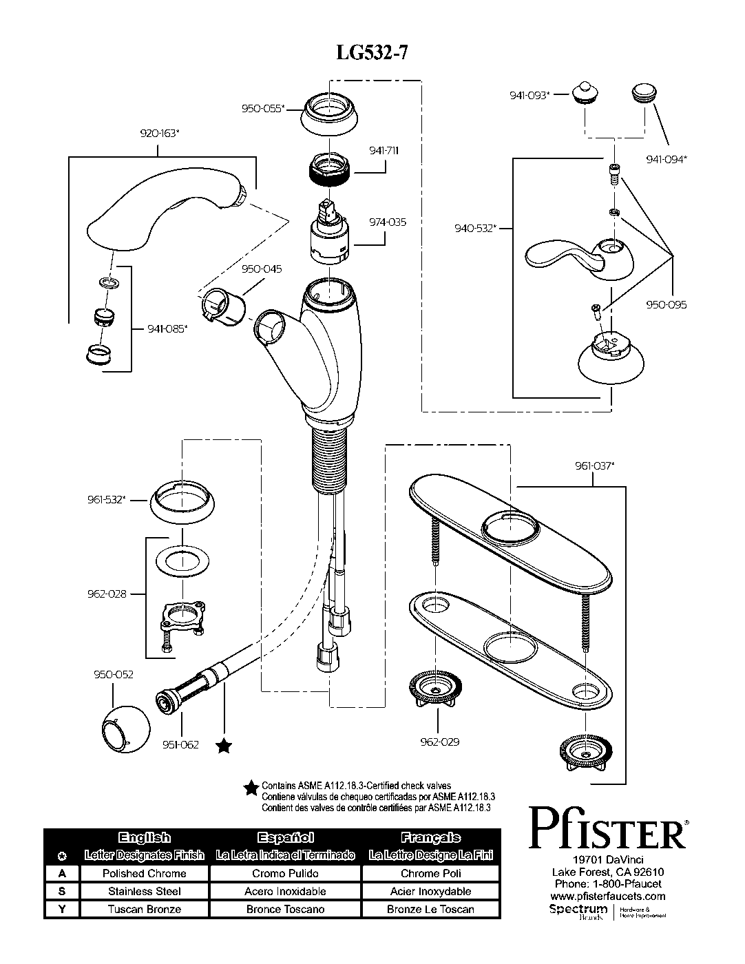 Marielle 1-Handle Pull-Out Kitchen Faucet parts diagram