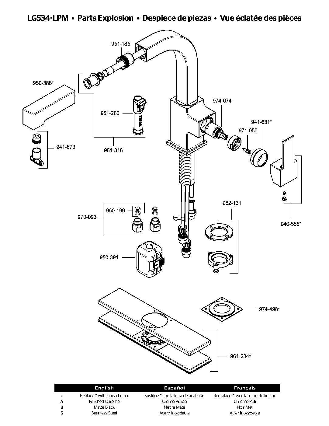 Arkitek 1-Handle Pull-Out Kitchen Faucet exploded parts diagram