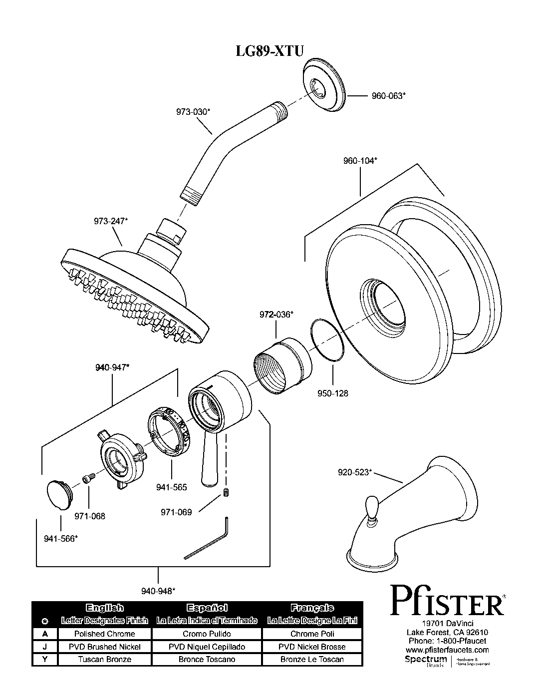 Thermostatic Shower Systems Valve Only Trim Kit parts diagram