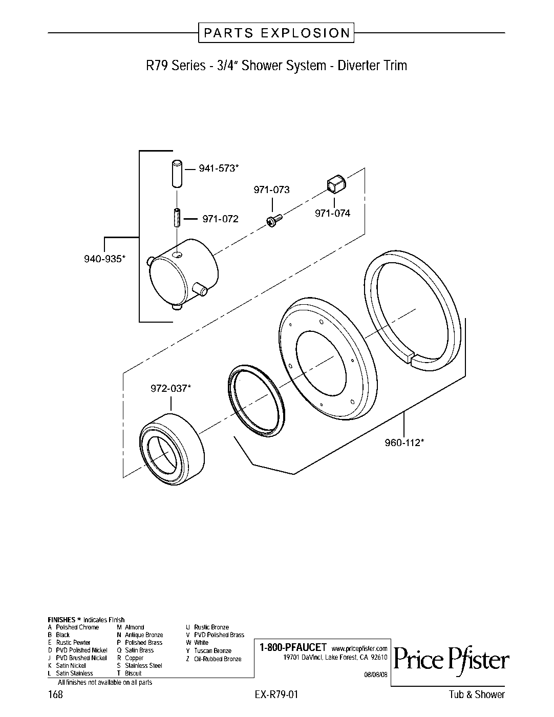 Pfister Diverter Trim parts diagram