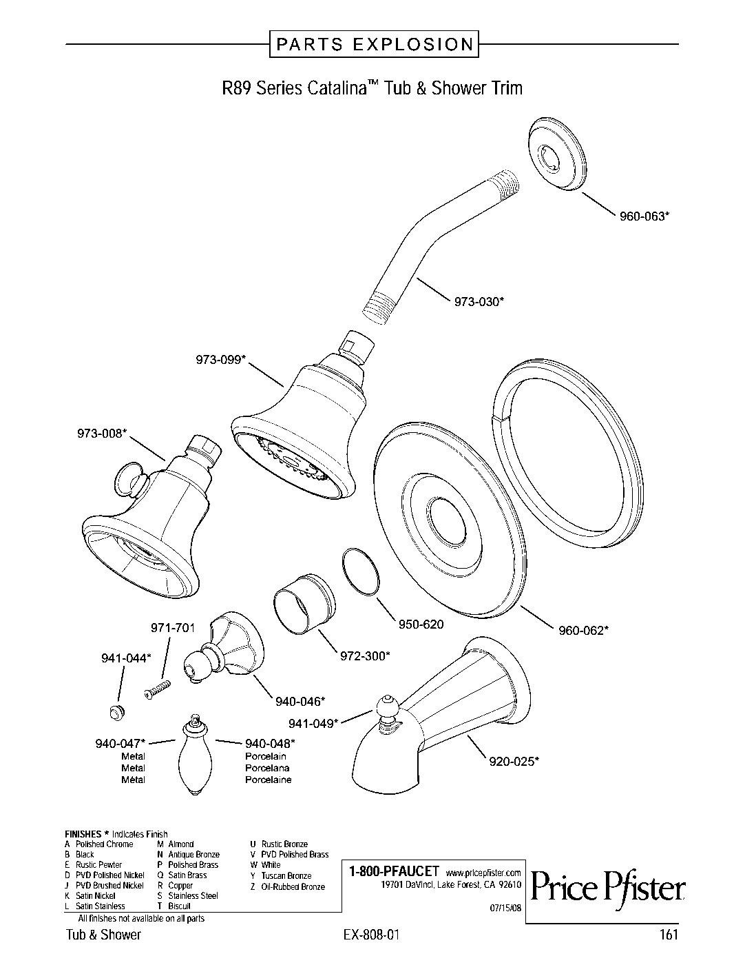 Catalina Valve Only Trim Kit parts diagram