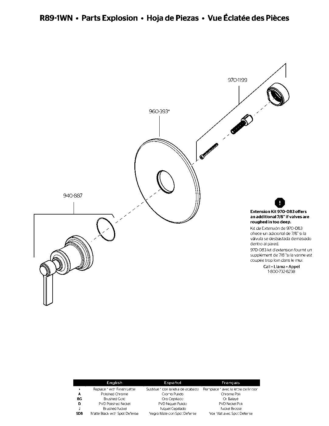 Winter Park Valve Only Trim Kit exploded parts diagram