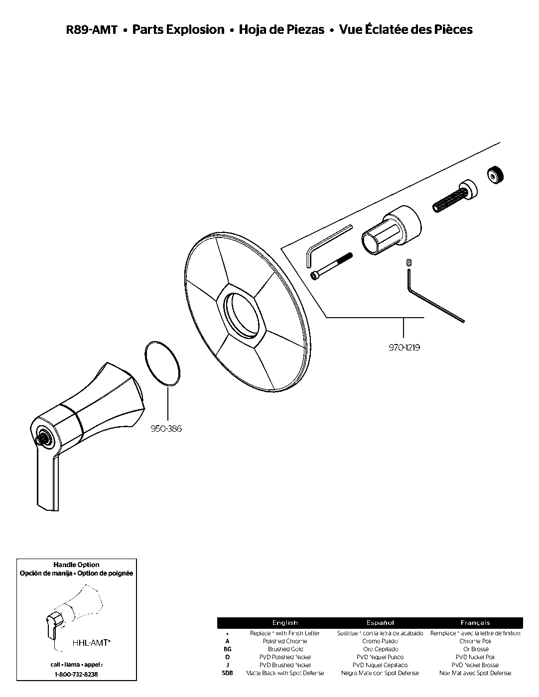 Ametrine Thermostatic Valve Only Trim Kit exploded parts diagram
