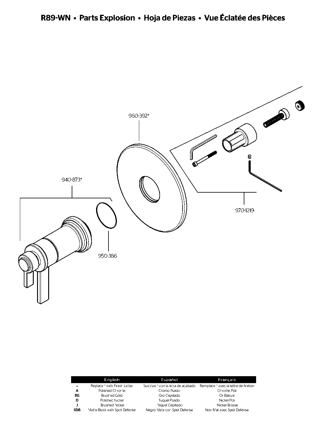 Winter Park Thermostatic Trim Kit exploded parts diagram