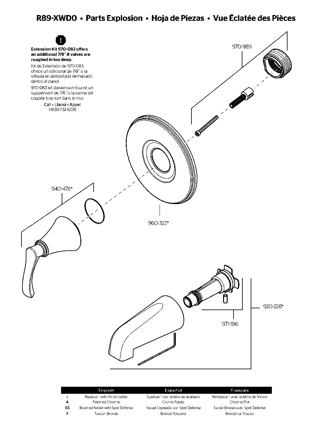 Woodbury Valve Only Trim Kit exploded parts diagram