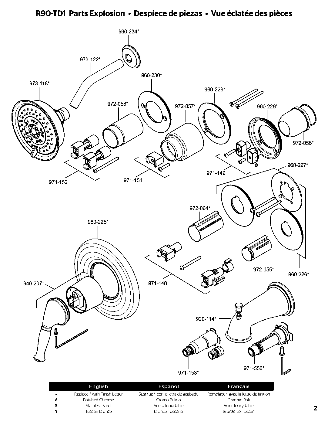 Universal Trim 1-Handle Tub & Shower Trim Kit parts diagram