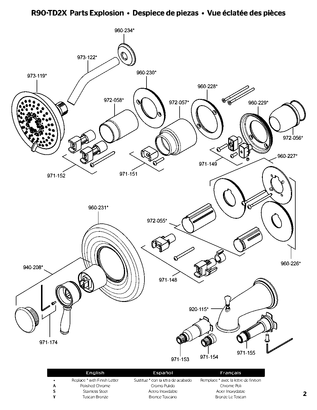 Universal Trim 1-Handle Tub & Shower Trim Kit parts diagram