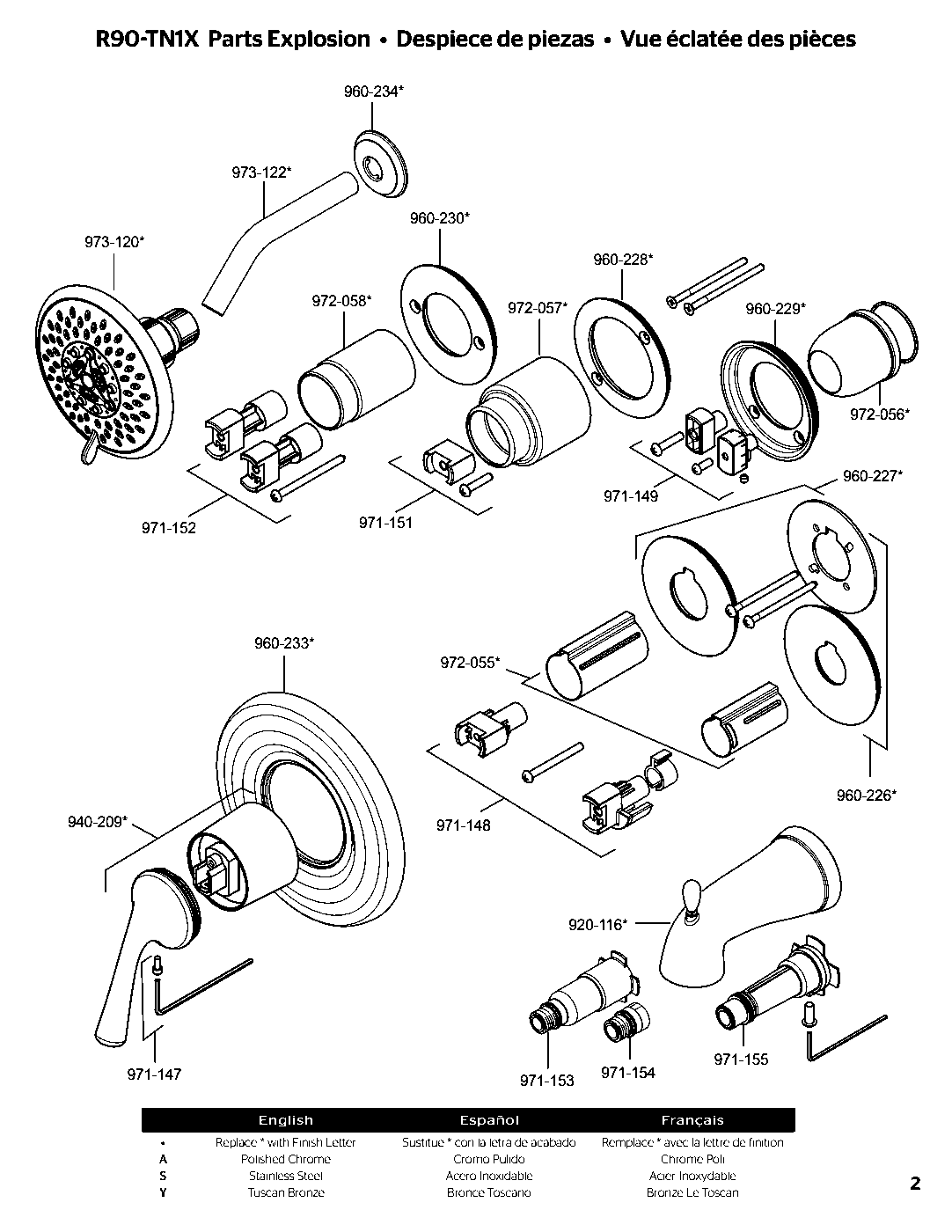 Universal Trim 1-Handle Tub & Shower Trim Kit parts diagram