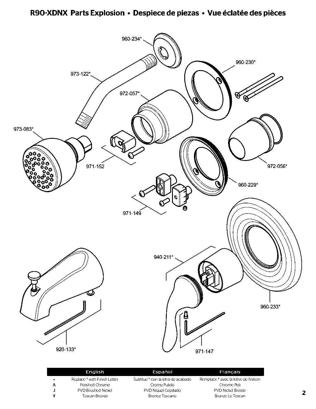Universal Trim 1-Handle Tub & Shower Trim Kit parts diagram