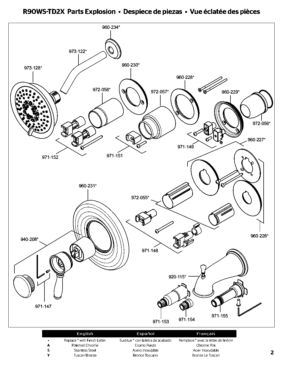 Universal Trim 1-Handle Tub & Shower Trim Kit parts diagram
