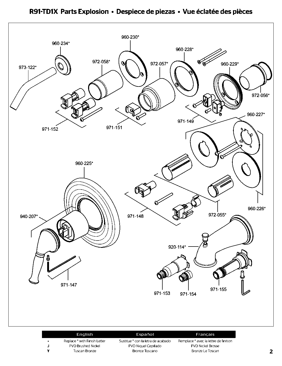 Universal Trim 1-Handle Tub & Shower Trim Kit parts diagram