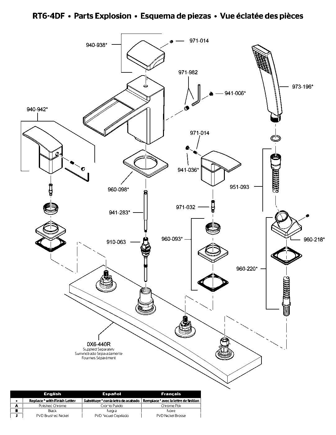 Kenzo 2-Handle Roman Tub Trim Kit parts diagram
