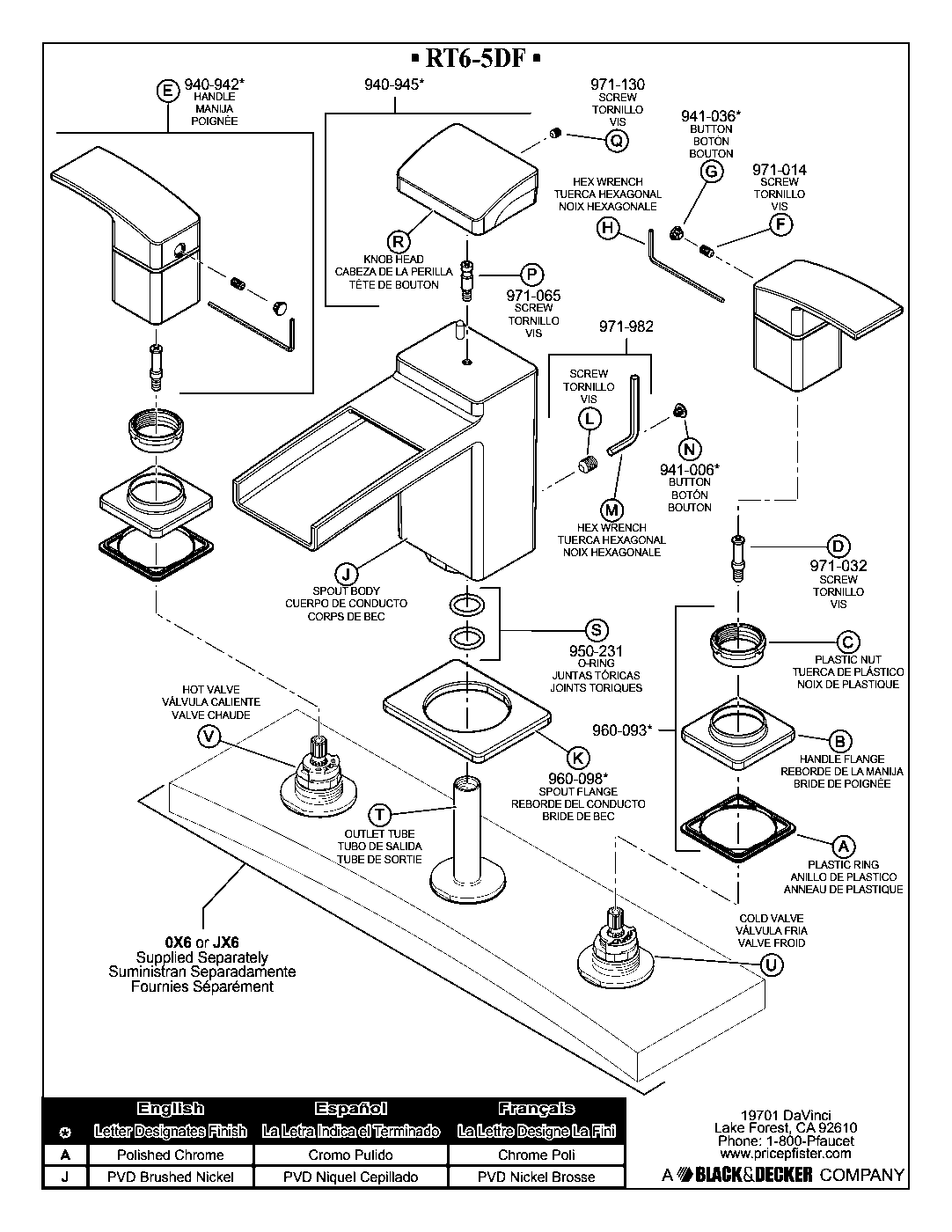 Kenzo 2-Handle Roman Tub Trim Kit exploded parts diagram