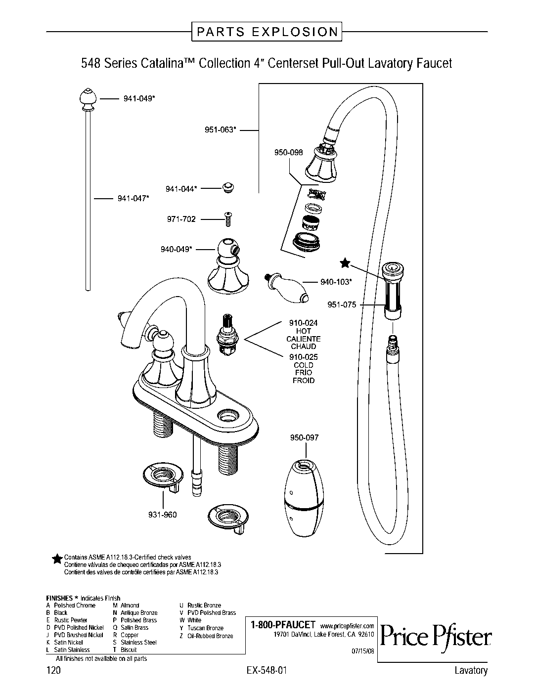Catalina 2-Handle 4" Centerset Bathroom Faucet parts diagram